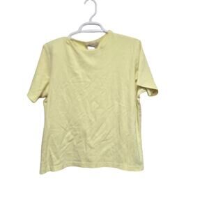 Norm Thompson Butter Yellow Cotton Crew Neck Tee XL Minimalist